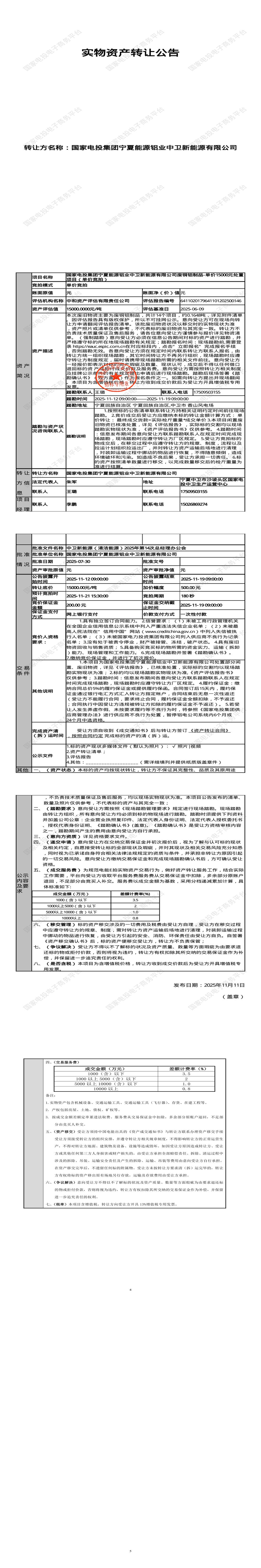 11月21日中卫新能源公司废铜铝制品-单价15000元处置项目招标公告