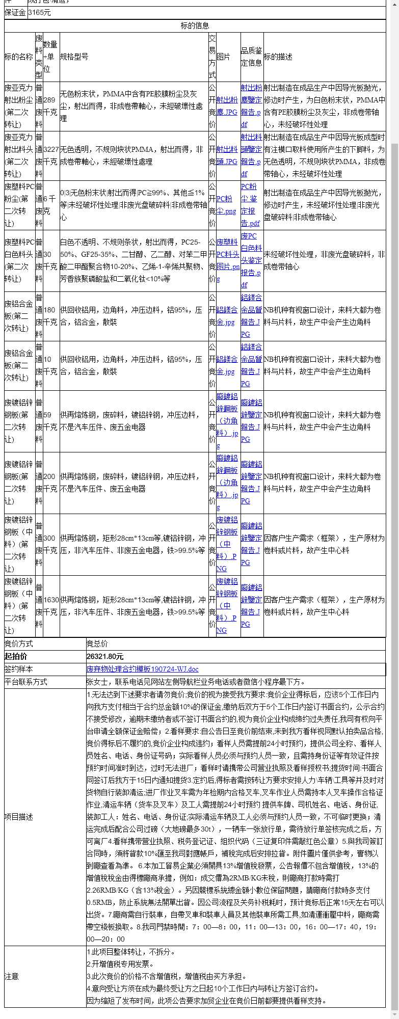 辅讯光电工业（苏州）有限公司废亚克力射出料头、废铝合金板等一批普通废料转让公告