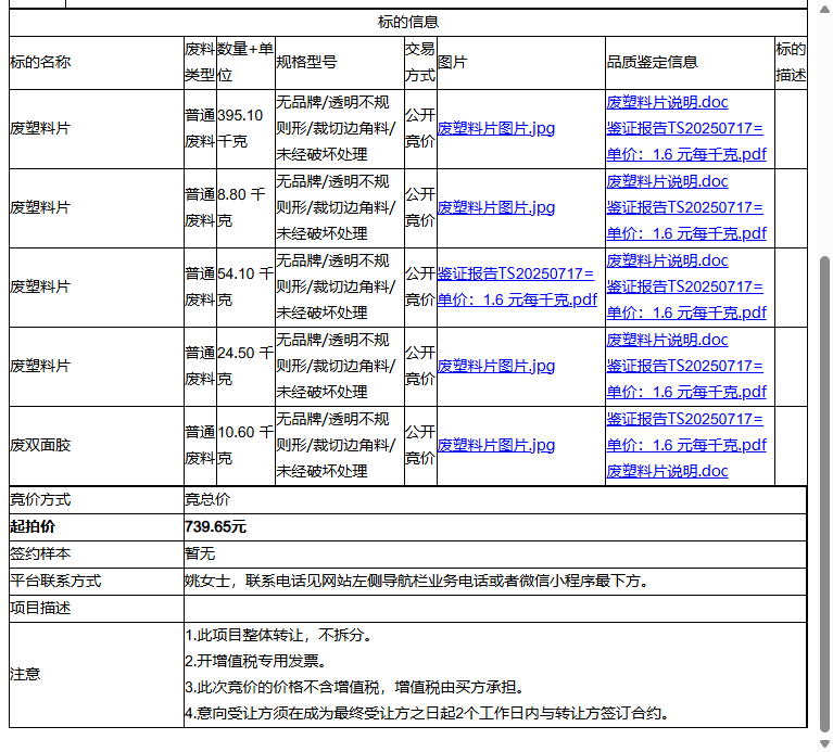 苏州信越聚合有限公司废塑料片，废双面胶等一批普通废料转让公告