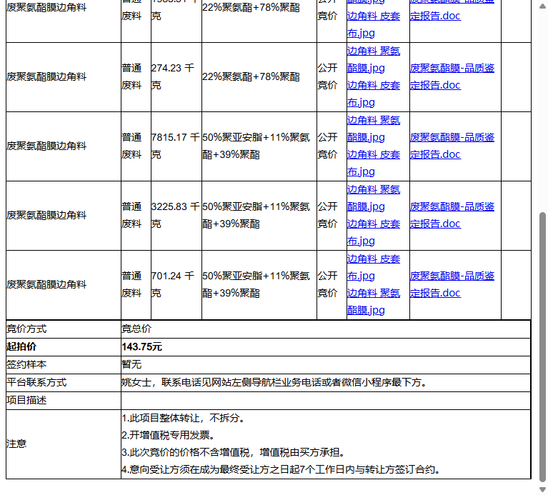群光电子（苏州）有限公司废聚氨酯膜边角料、废聚氨酯膜边角料等一批普通废料转让公告