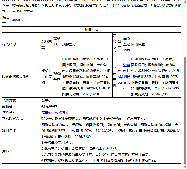 太普动力新能源（常熟）股份有限公司印刷电路板边角料转让公告
