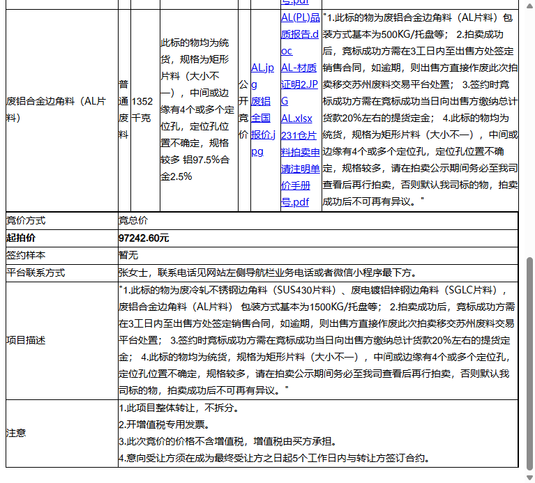 嘉彰科技(苏州)有限公司废冷轧不锈钢边角料（SUS430片料）、废铝合金边角料（AL片料）转让公告