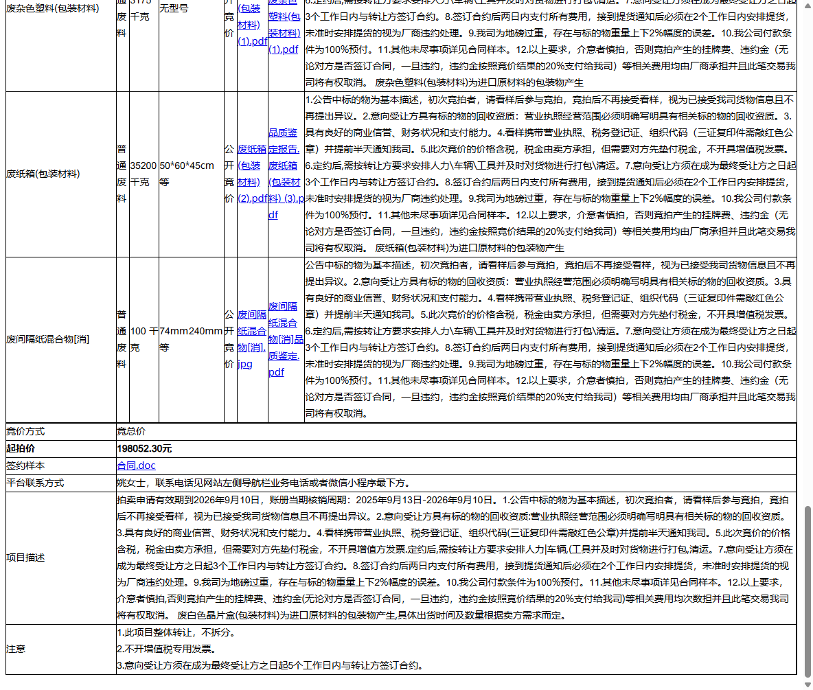 太极半导体（苏州）有限公司废纸箱(包装材料)、废白色晶圆盒(包装材料)等一批普通废料转让公告