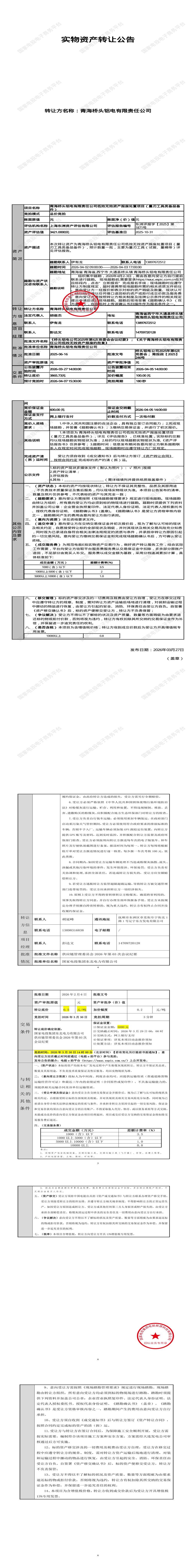 4月7日西宁市铝电公司低效无效资产报废处置项目（量刃工具类备品备件）招标公告