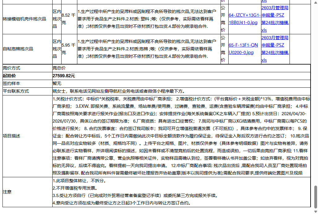 名硕电脑（苏州）有限公司硬盘机壳件残次品、车载多媒体资讯总成机构件残次品等一批区内残次品废料转让公告