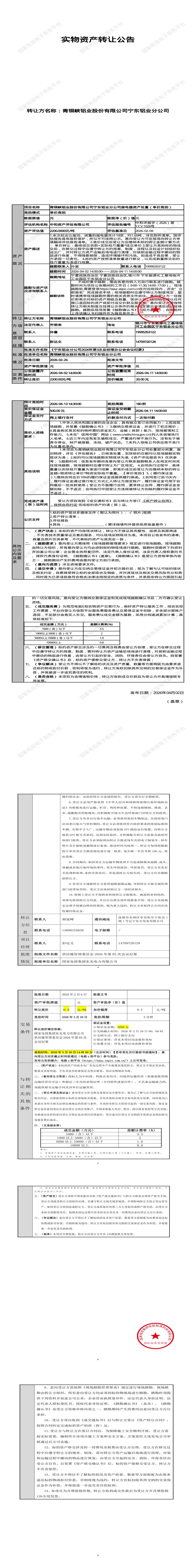 4月13日银川市铝业公司废电器资产处置招标公告