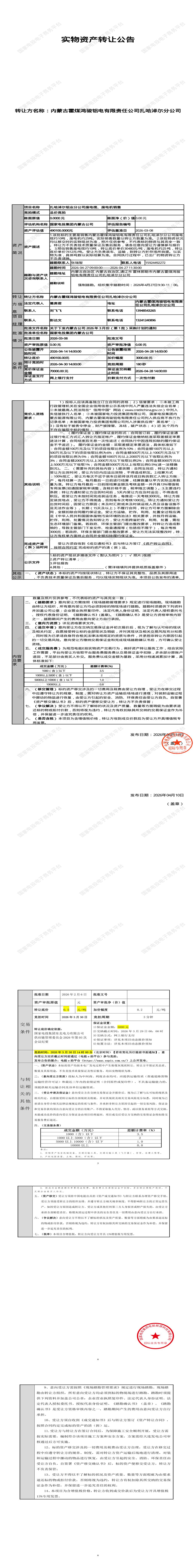 4月30日通辽市铝业公司废电缆、废电机销售招标公告