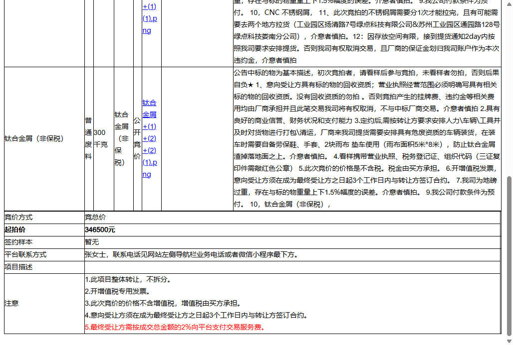 （非保）绿点（苏州）科技有限公司CNC 不锈钢屑、钛合金屑（非保税）转让公告