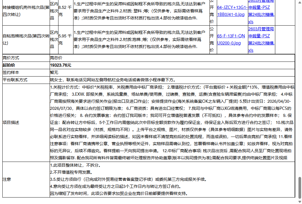 名硕电脑（苏州）有限公司硬盘机壳件残次品、车载多媒体资讯总成机构件残次品等一批区内残次品废料转让公告